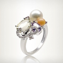 Alloy pearl ring